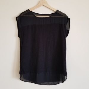 Ann Taylor black top with beautiful sheer details